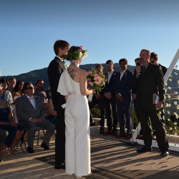 Adrianna Papell White Bridal Wedding Jumper - Picture 3 of 8